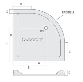 900 x 900 Quadrant Low Profile Shower Tray