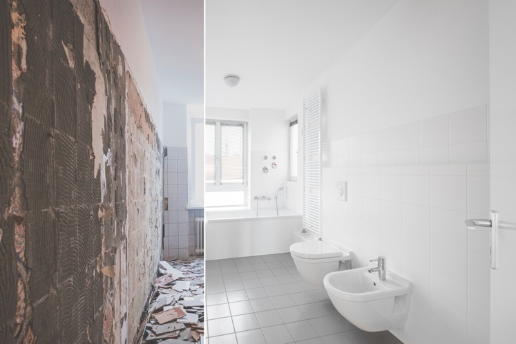 Bathroom before and after. 