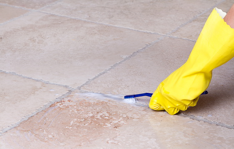 Cleaning Floor Grout With Toothbrush