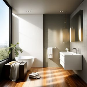 Bathroom Window with lighting