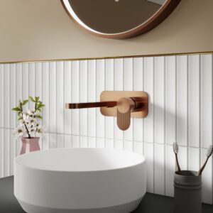 BIN1528F Nuie Cyprus Fluted Brushed Bronze Wall Mounted Basin Mixer