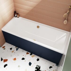 Nuie Standard 1800mm Satin Midnight Blue Front Bath Panel and Plinth