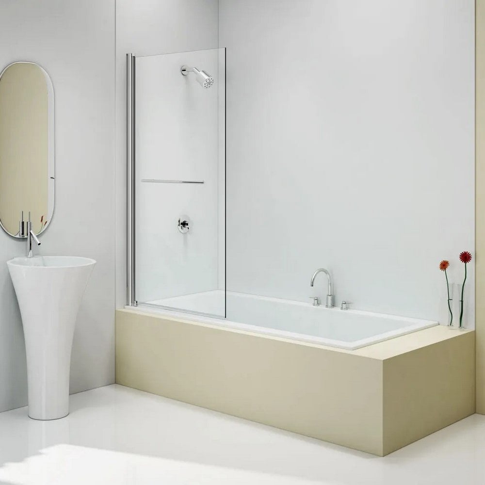 Merlyn Single 800mm Square Bath Screen with Towel Rail