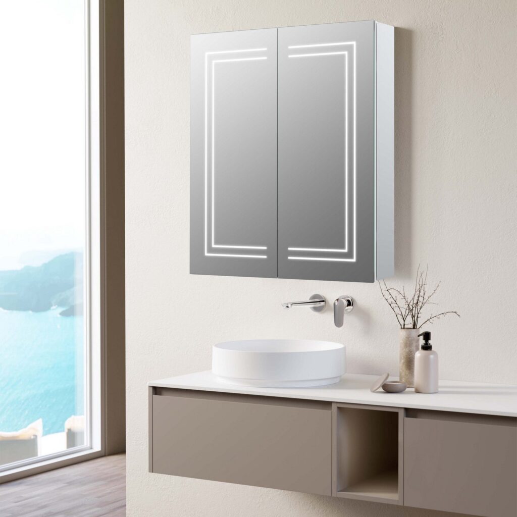 AJAX106300 Ajax Grasby 600mm Double Door LED Mirror Cabinet