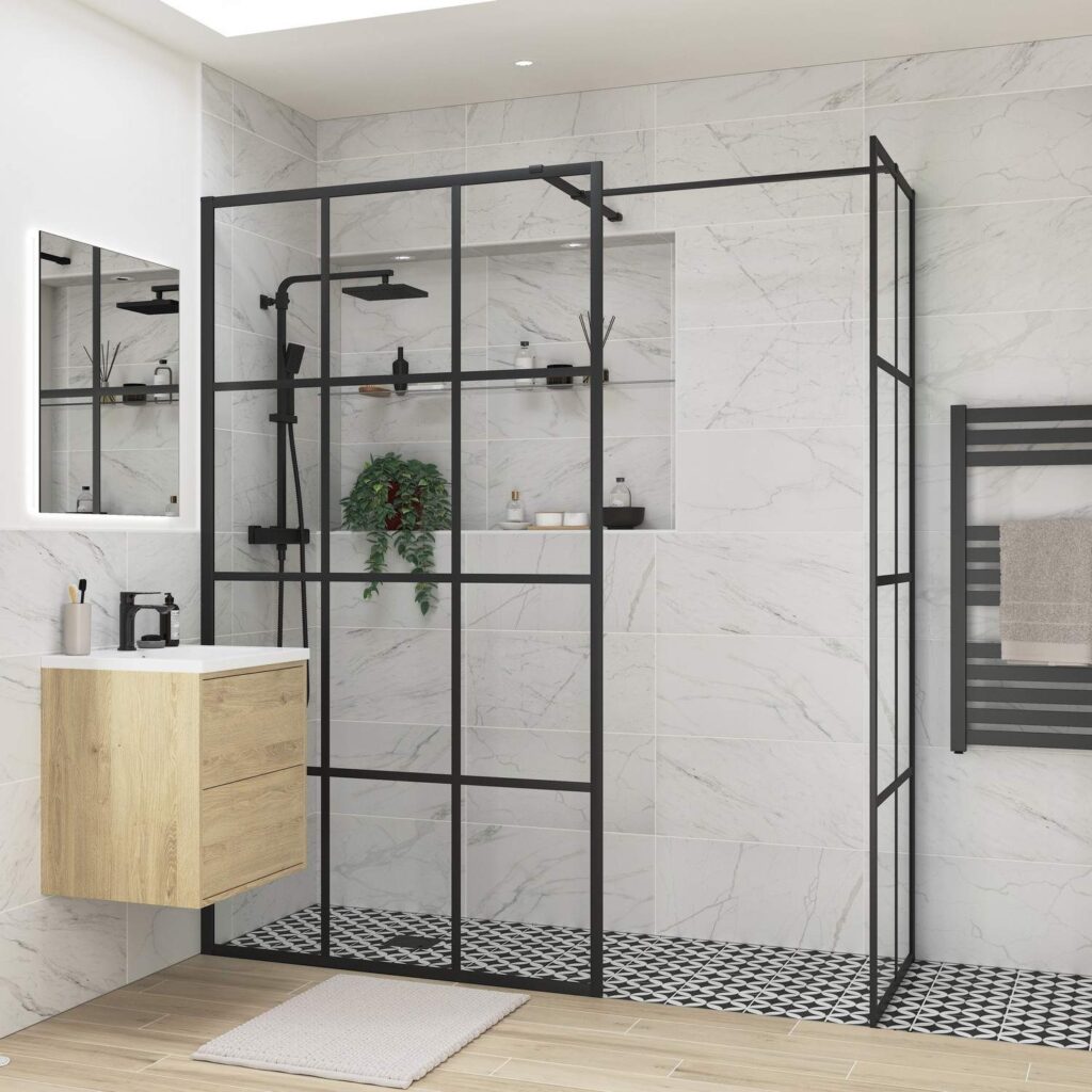 Reni Black Framed Wetroom Panel Side Panel