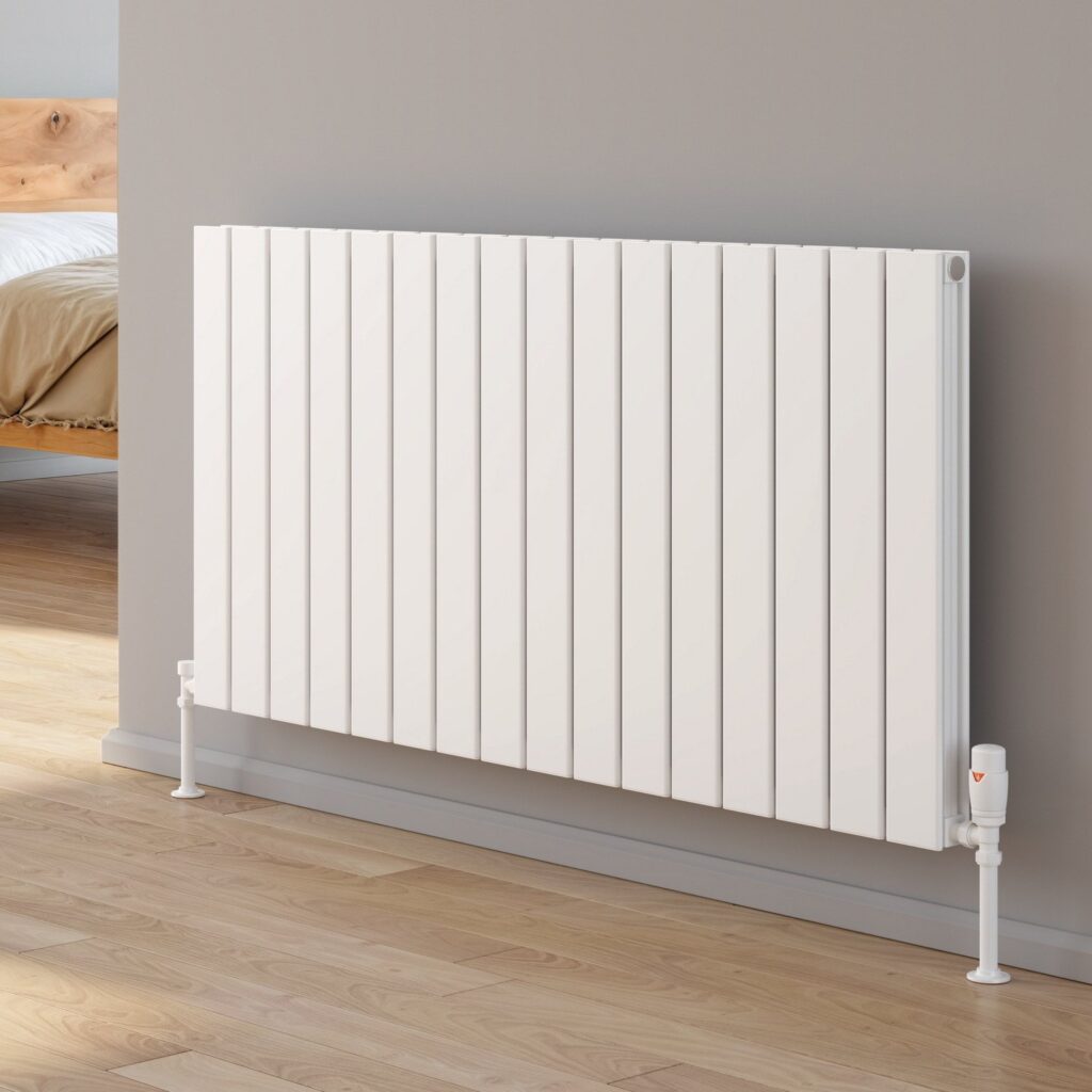 Reina Piatto 600 x 1195mm White Horizontal Aluminium Double Radiator
