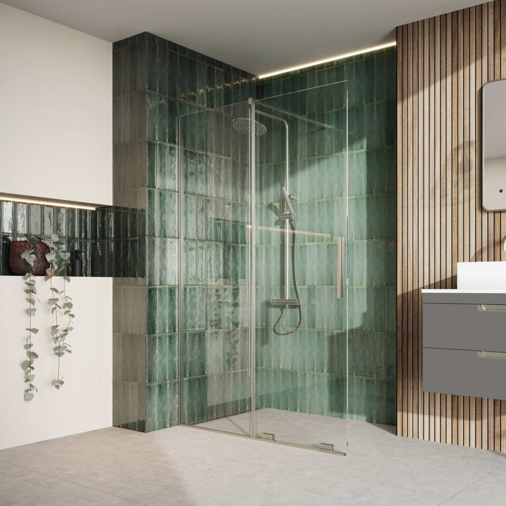Scudo S8 Momentum 1700mm Brushed Nickel Sliding Wetroom Panel