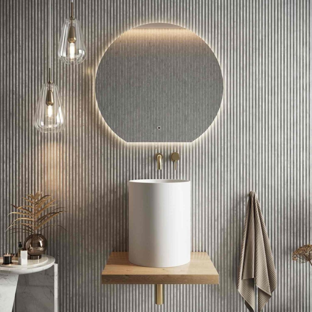 SHELPH-600-OAK Scudo Shelph 600mm Basin Shelf in Davos Oak