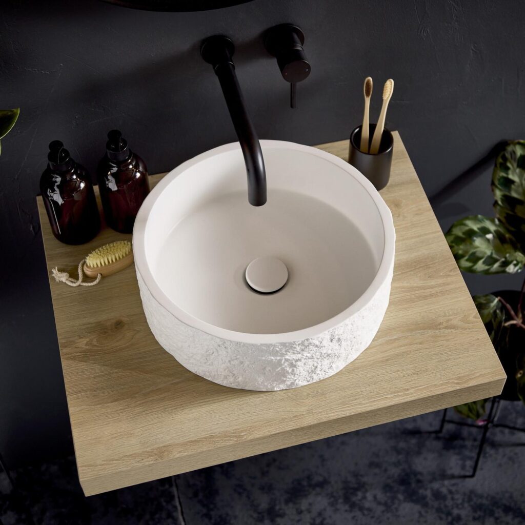 ROK-ROUND-365-WTE Scudo Rok Round Countertop Basin in White