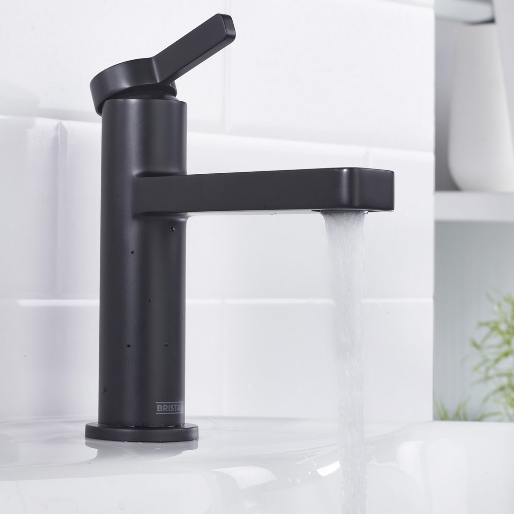 Bristan Elevar Black Basin Mixer with Clicker Waste
