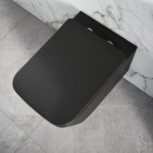 Scudo Riviera Rimless Matt Black Square Wall Hung Pan and Seat