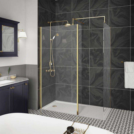 Hudson Reed Brushed Brass Framed Wetroom Screens