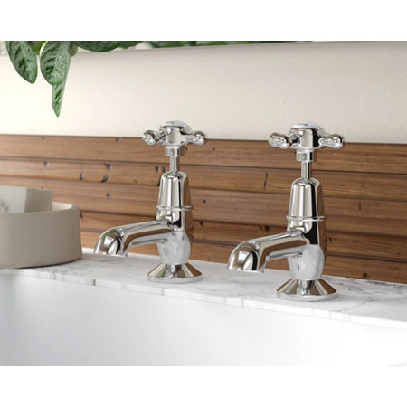 Hudson Reed Topaz Dome Collar Cross Head Taps