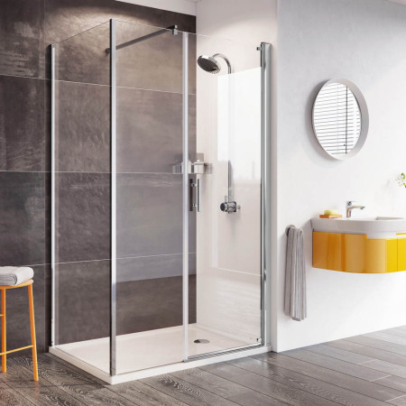 Roman Innov8 Pivot Shower Doors with Inline Panel