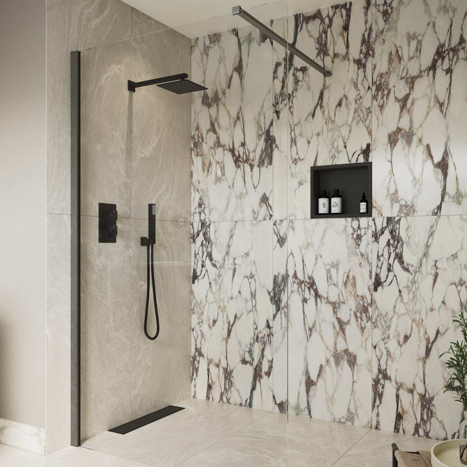 Ajax Reni Gunmetal 8mm Clear Glass 500mm Wetroom Panel