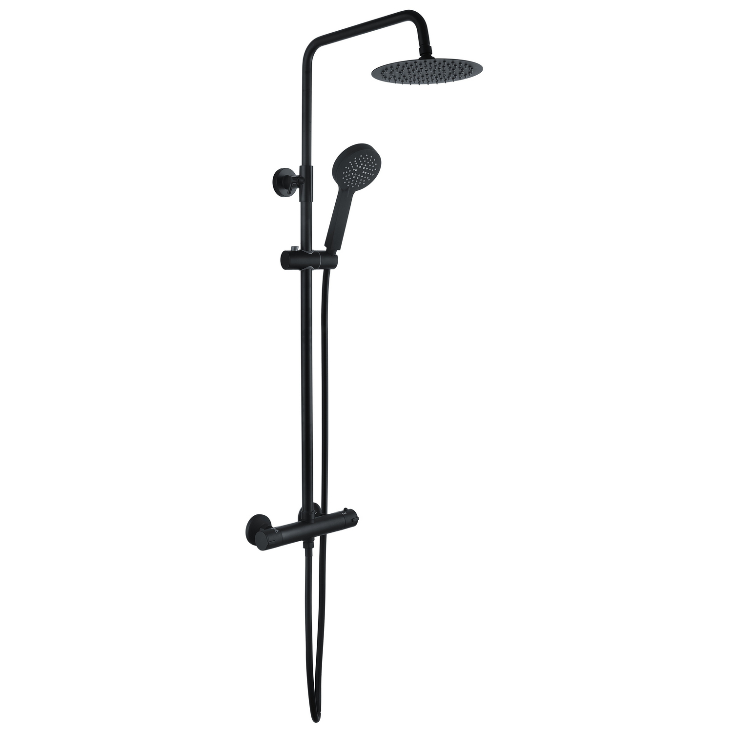 Ajax Round Black Thermostatic Bar Mixer Shower with Riser Kit