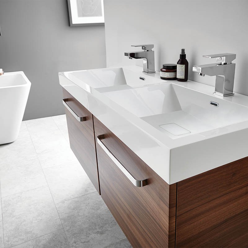Elation Eko 1100mm Wall Hung White, Double Sink And Vanity Unit