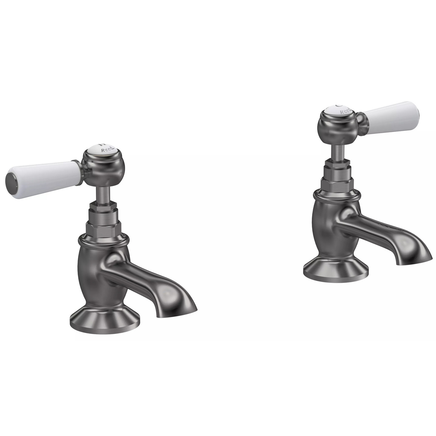 Hudson Reed Topaz Lever Hexagonal Basin Taps in Brushed Pewter