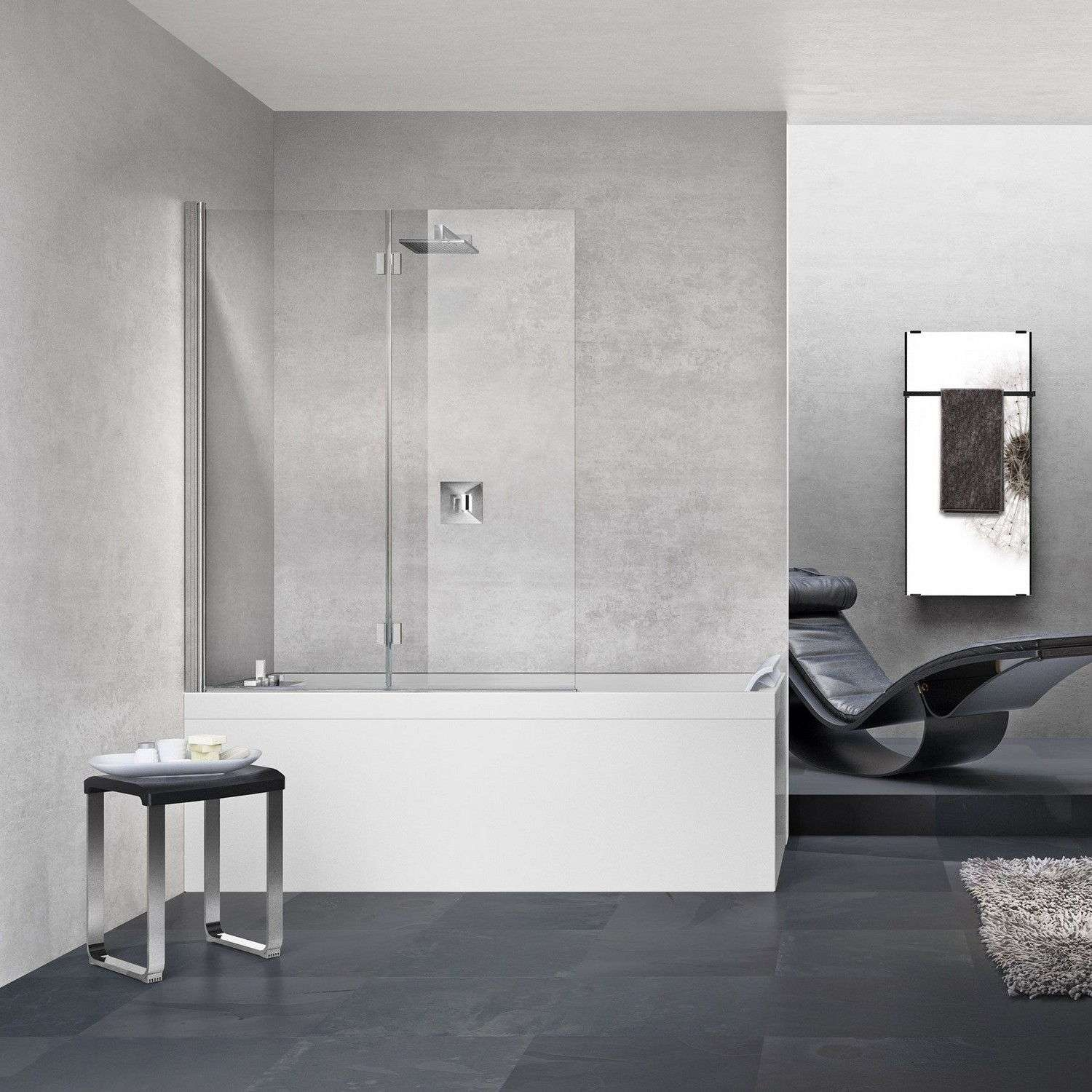 Novellini Young 1ASV Chrome Left Hand Folding Bath Screen