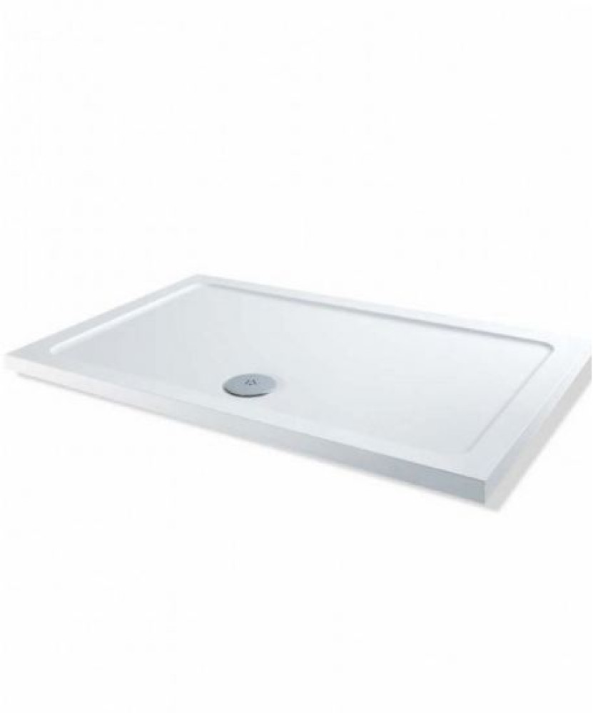 MX 1200mm x 900mm Shower Tray Rectangular Low Profile Stone Resin & Chrome Waste