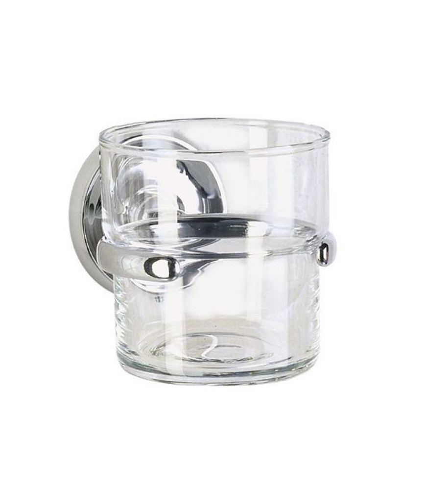 Smedbo Villa Glass Tumbler & Holder, Polished Chrome