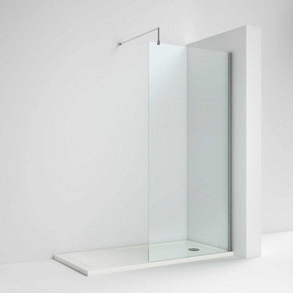 8mm Safety Glass 1400mm Wet Room Screen & Support Bar