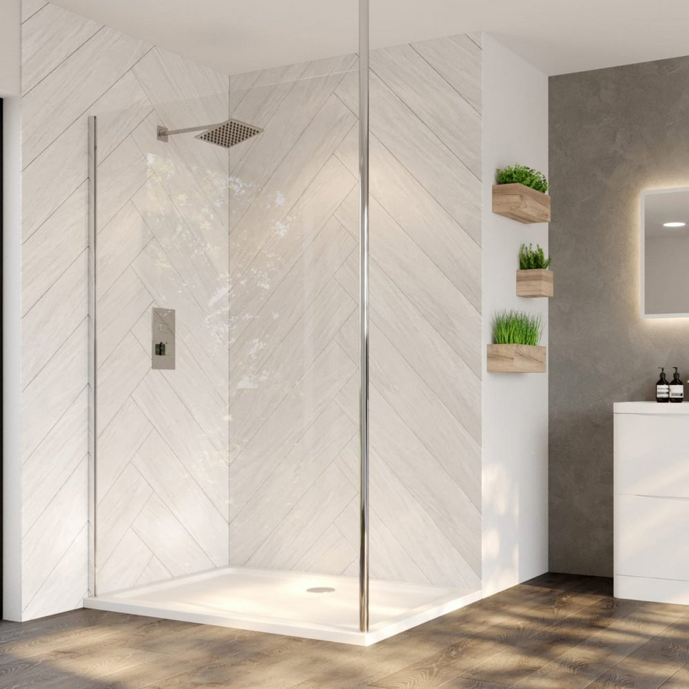 Ajax 1000mm Wetroom Shower Panel with Floor to Ceiling Post