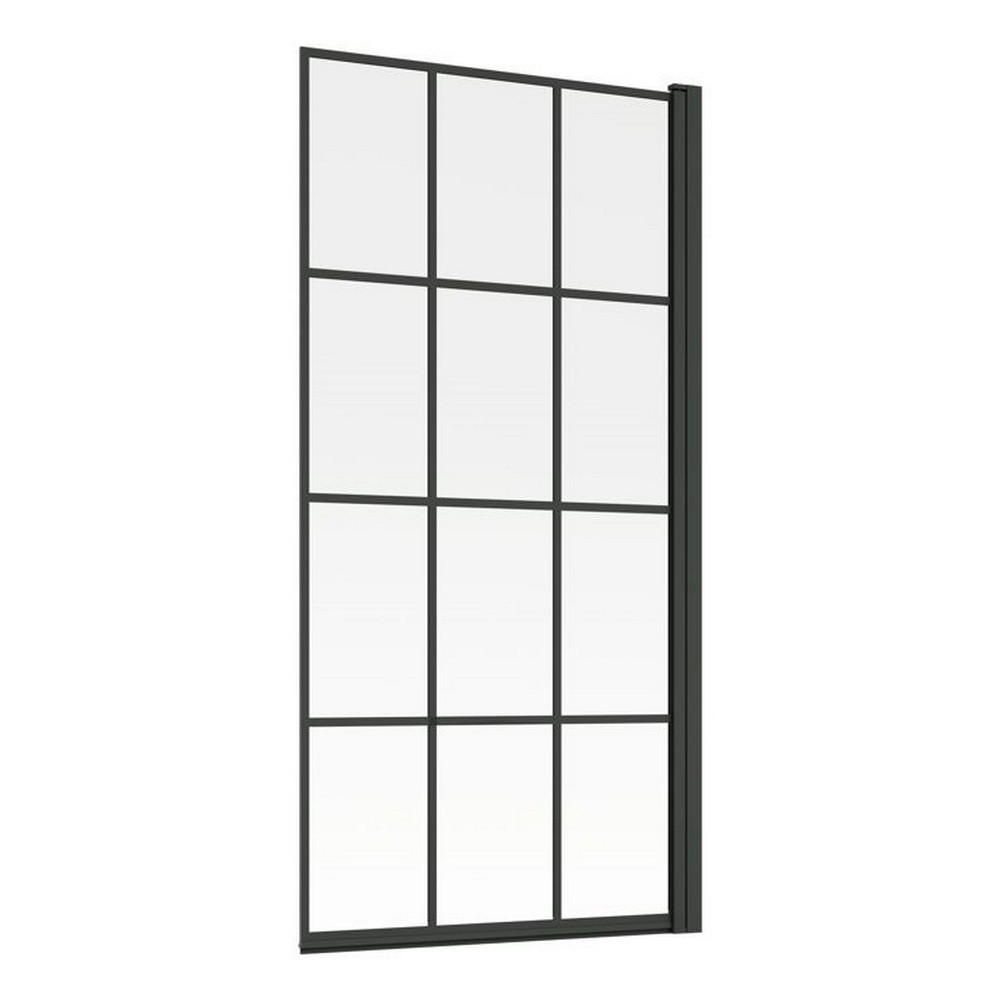 Ajax 1500mm Matt Black 6mm Single Straight Crittall Bath Screen