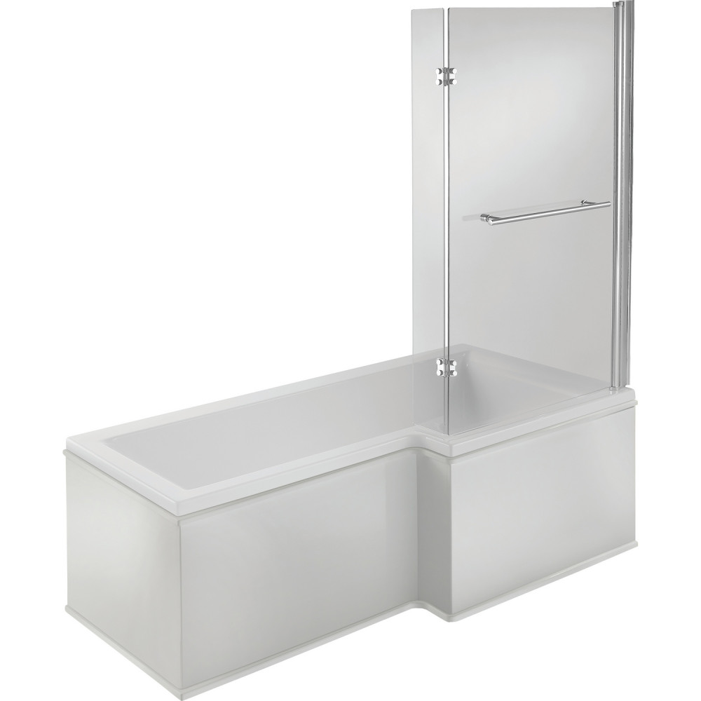 Ajax Armthorpe 1700 x 850mm Right Hand L Shaped Shower Bath with Chrome Screen