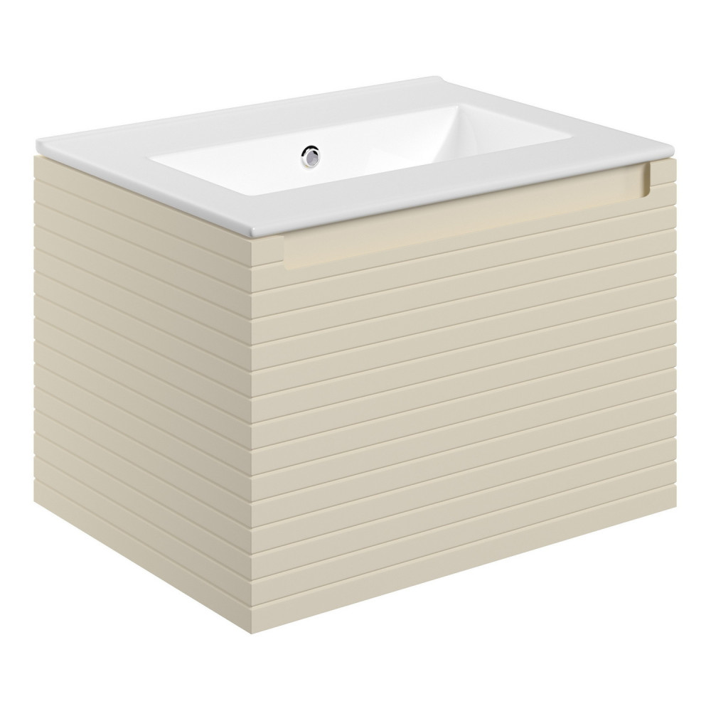 Ajax Barnoldby 615mm Wall Hung Matt Cotton Vanity Unit with Thin Edge Basin