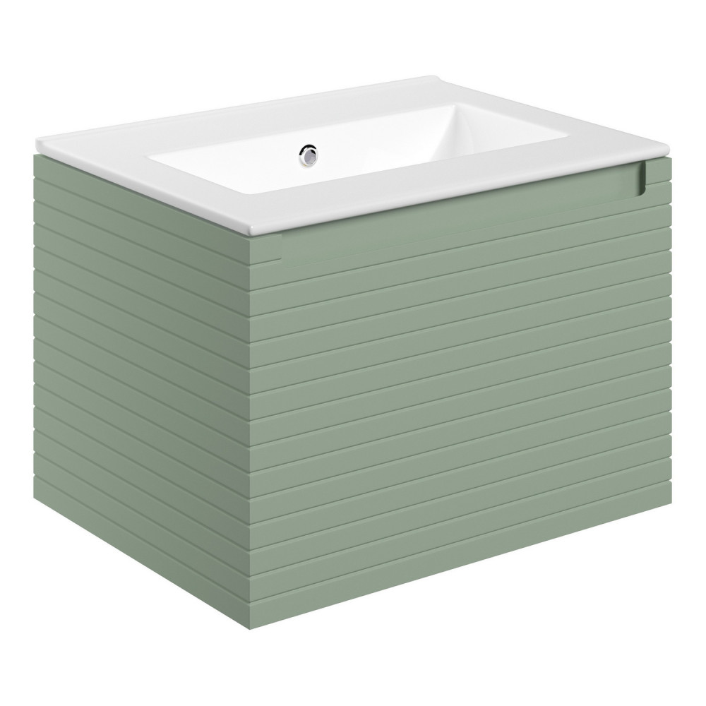 Ajax Barnoldby 615mm Wall Hung Matt Willow Green Vanity Unit with Thin Edge Basin