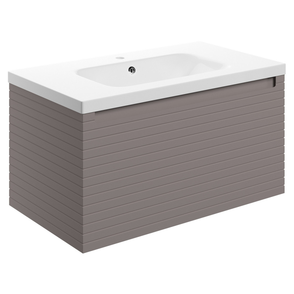Ajax Barnoldby 800mm Wall Hung Matt Taupe Vanity Unit and Basin