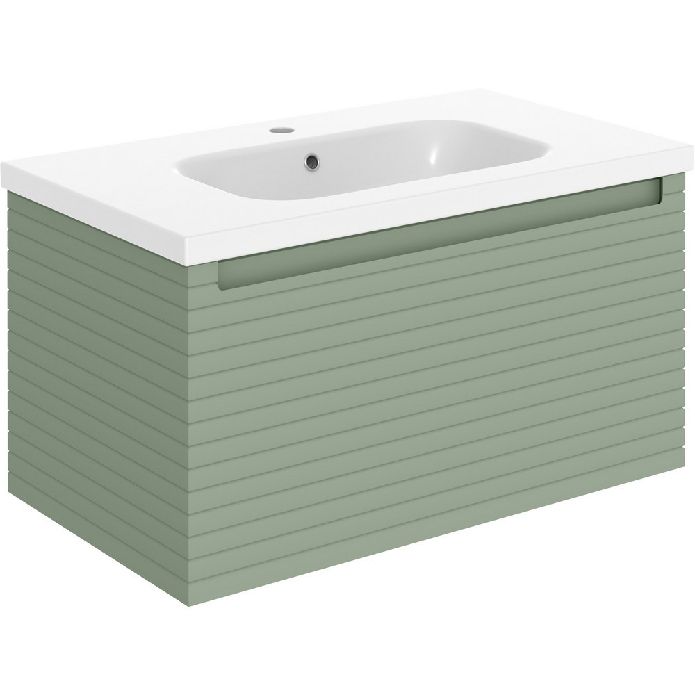 Ajax Barnoldby 815mm Wall Hung Matt Willow Green Vanity Unit with Basin