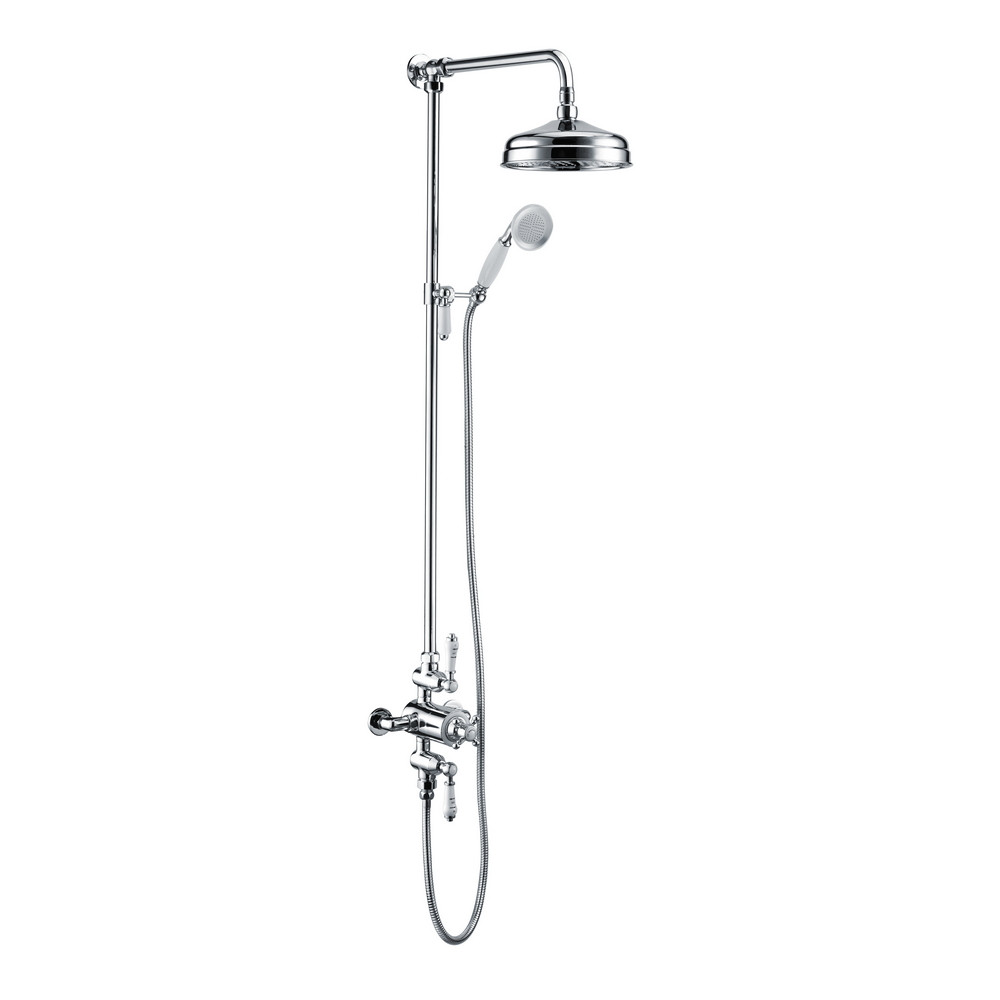 Ajax Beelsby Traditional Chrome Shower with Riser Kit and Overhead