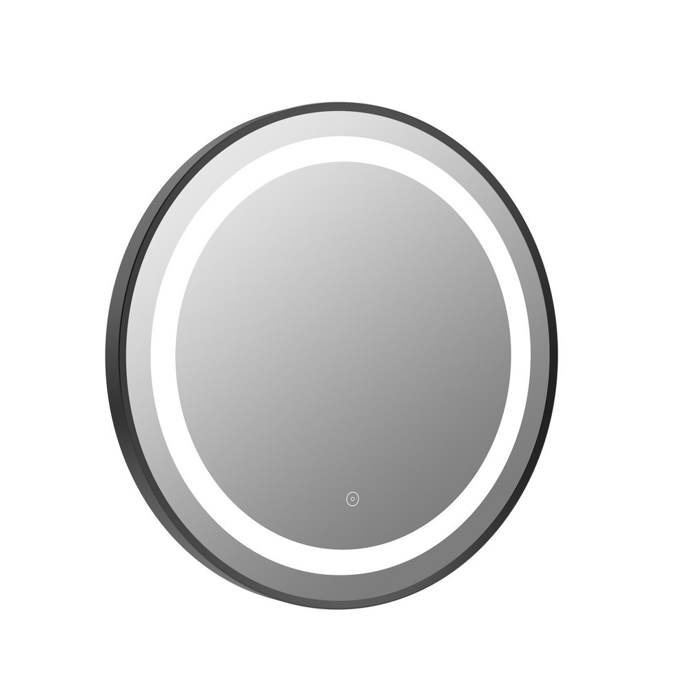 Ajax Bracken 600mm Matt Black Front Lit LED Bathroom Mirror