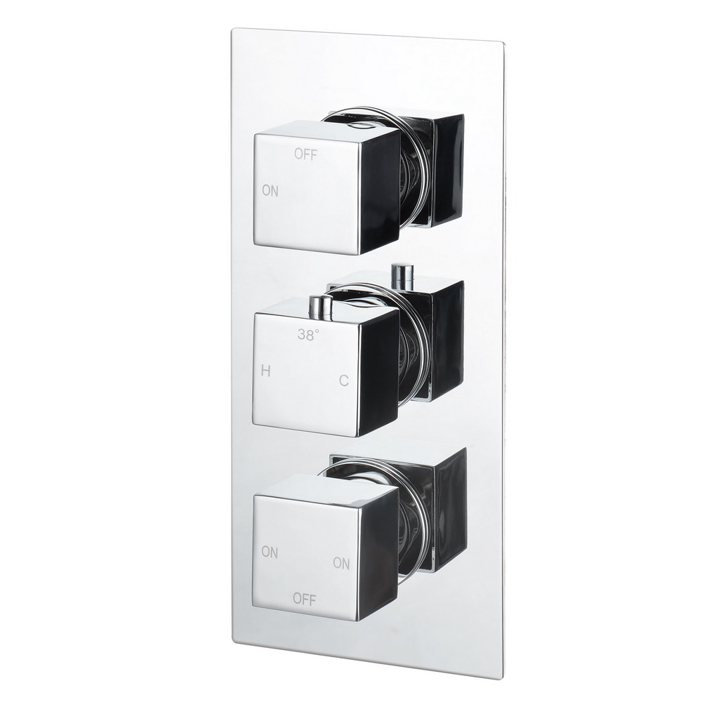 Ajax Brigsley Chrome Thermostatic Three Outlet Triple Concealed Shower Valve (1)