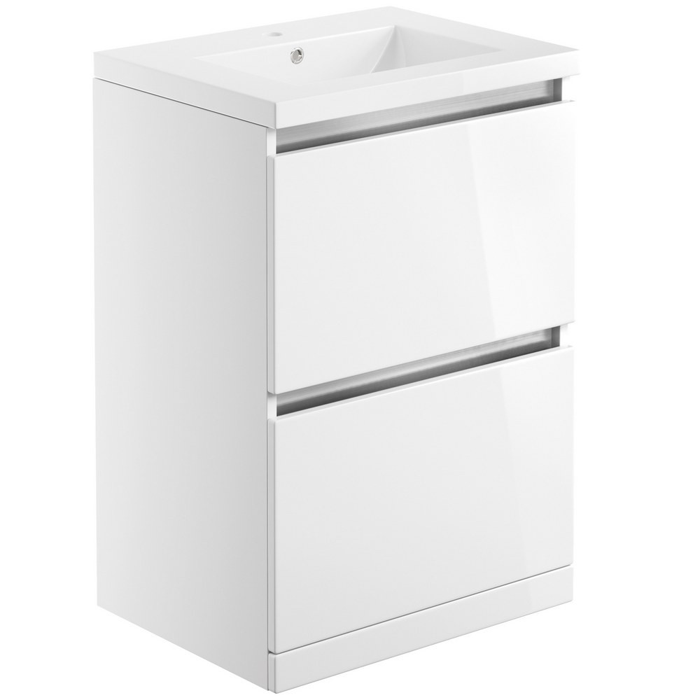 Ajax Brookenby Gloss White 615mm Floor Standing Vanity Unit with Basin