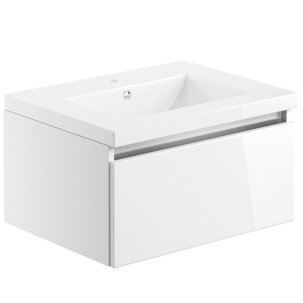 Ajax Brookenby Gloss White 615mm Wall Hung Vanity Unit with Basin