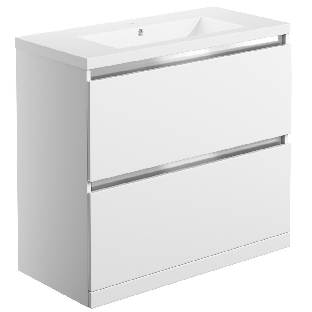 Ajax Brookenby Gloss White 815mm Floor Standing Vanity Unit with Basin