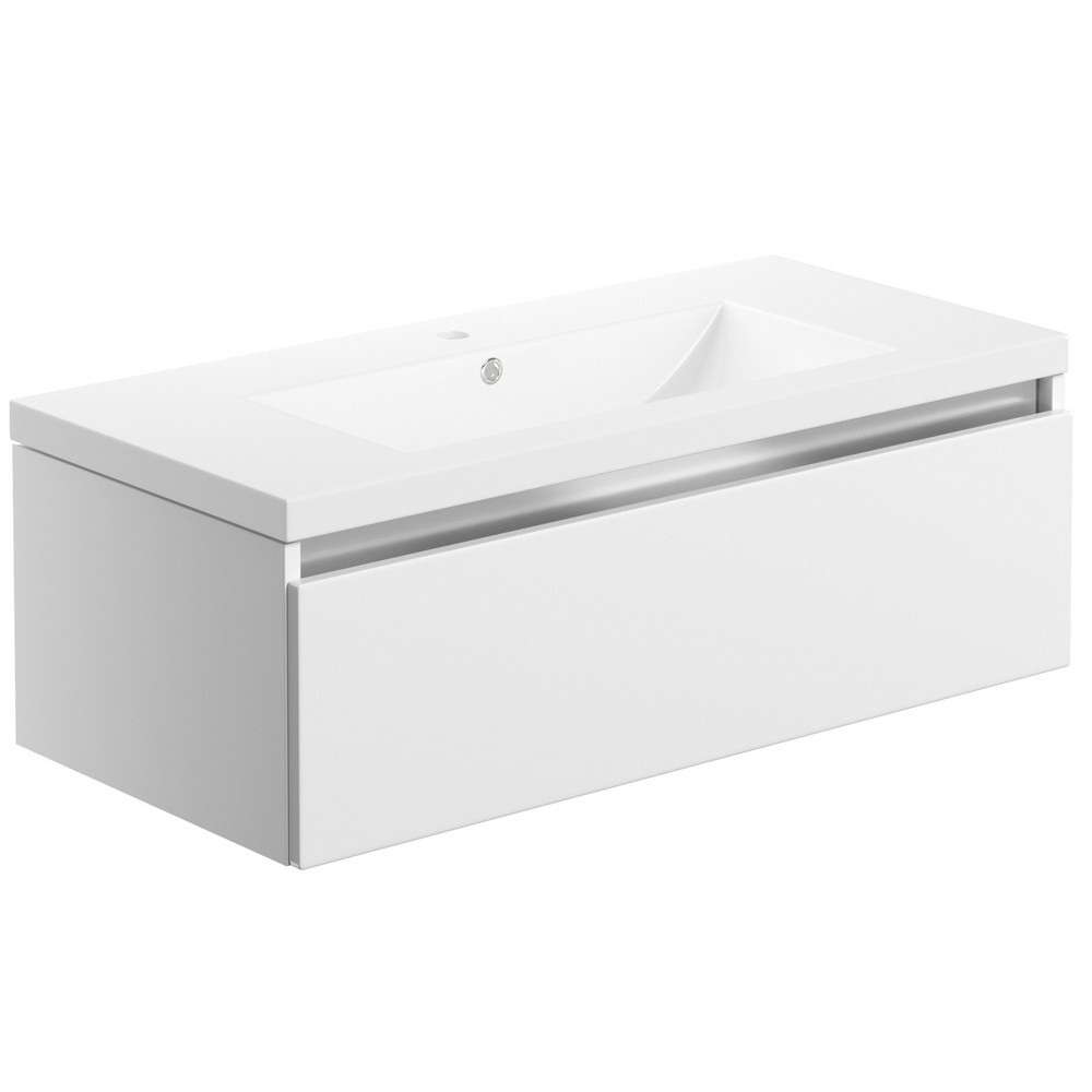 Ajax Brookenby Gloss White 815mm Wall Hung Vanity Unit with Basin
