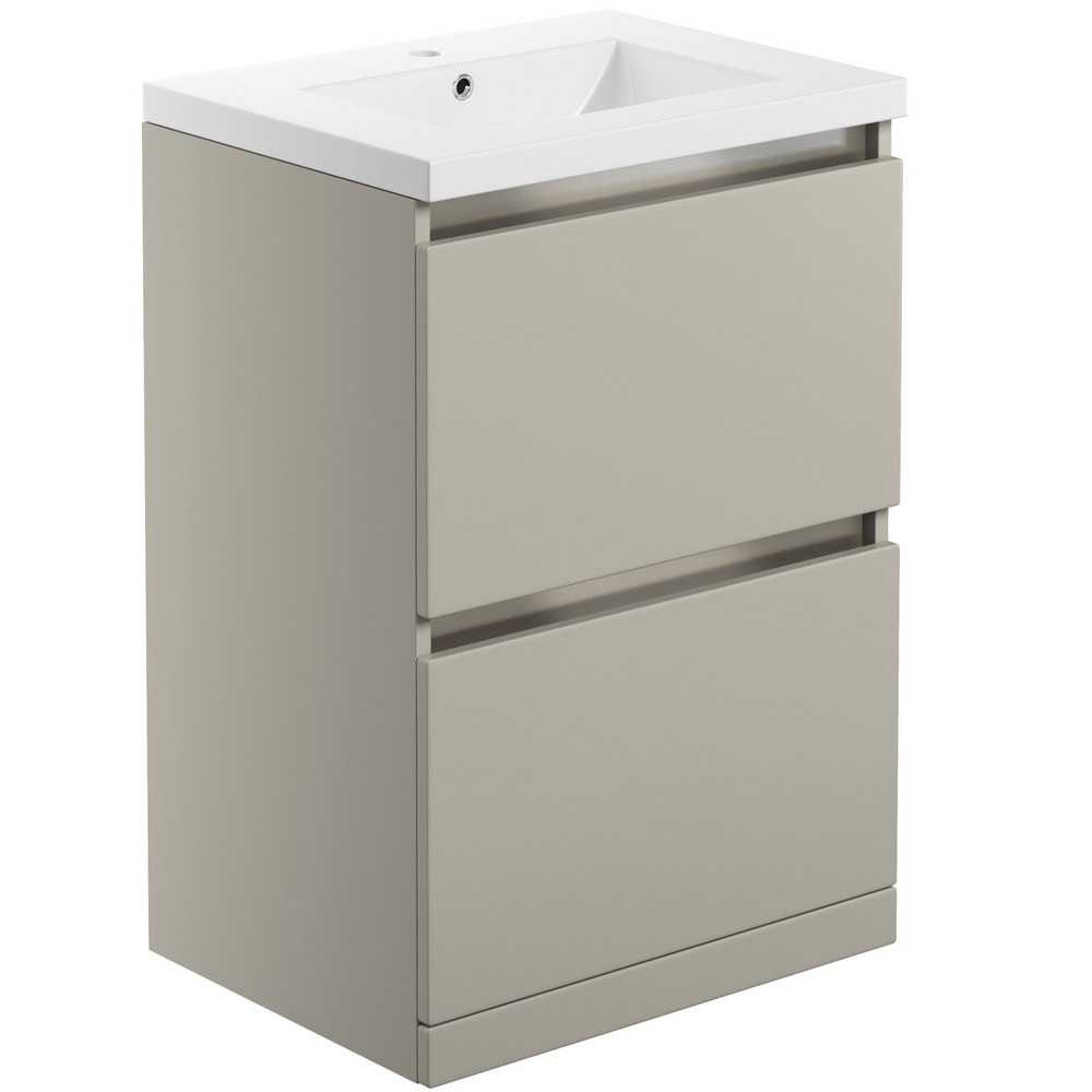 Ajax Brookenby Matt Latte 615mm Floor Standing Vanity Unit with Basin