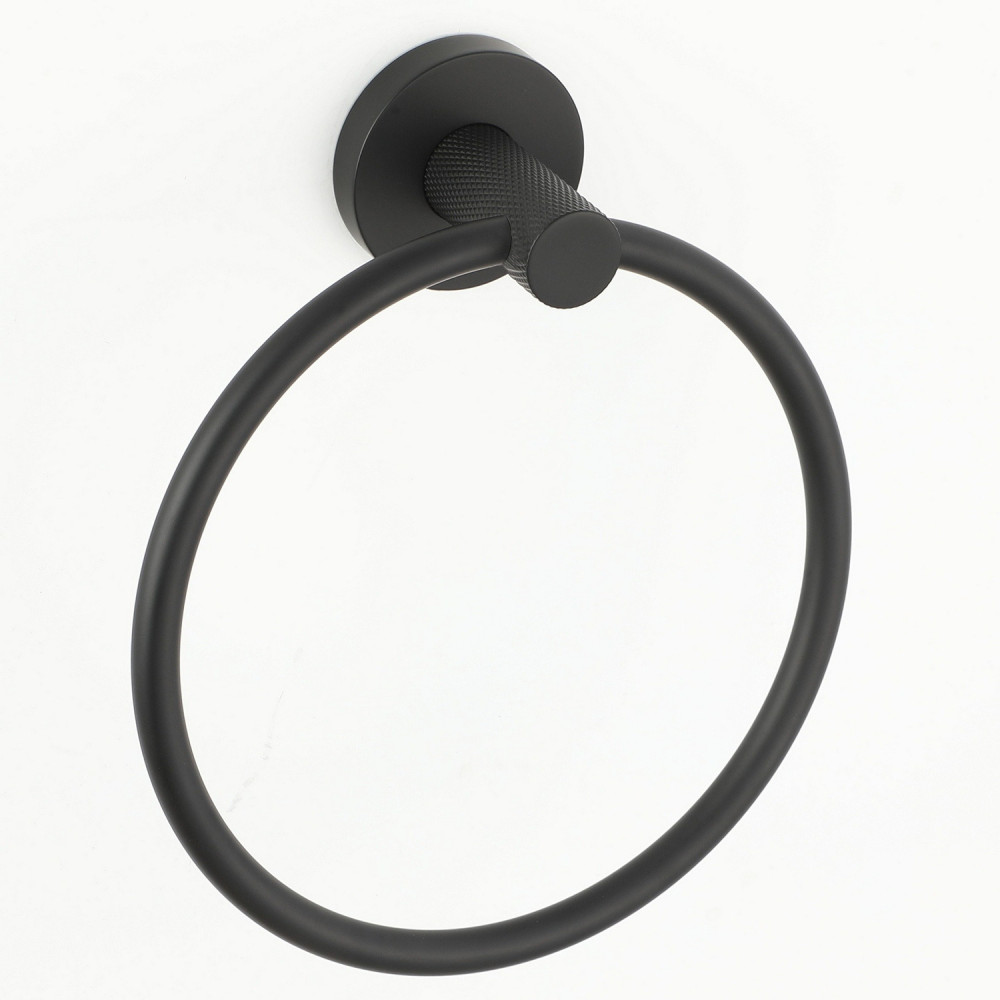 Ajax Cadney Matt Black Towel Ring