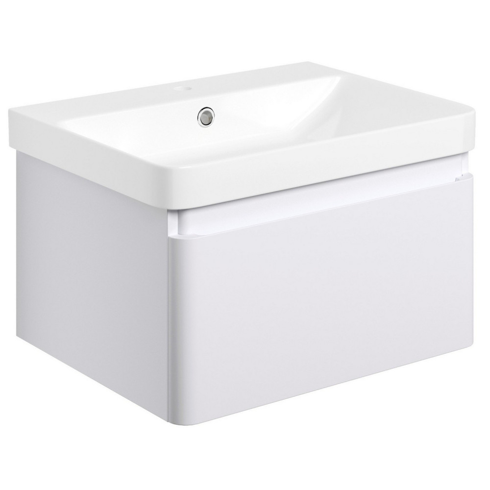 Ajax Caenby 600mm Wall Hung Vanity Unit with Basin in Matt White