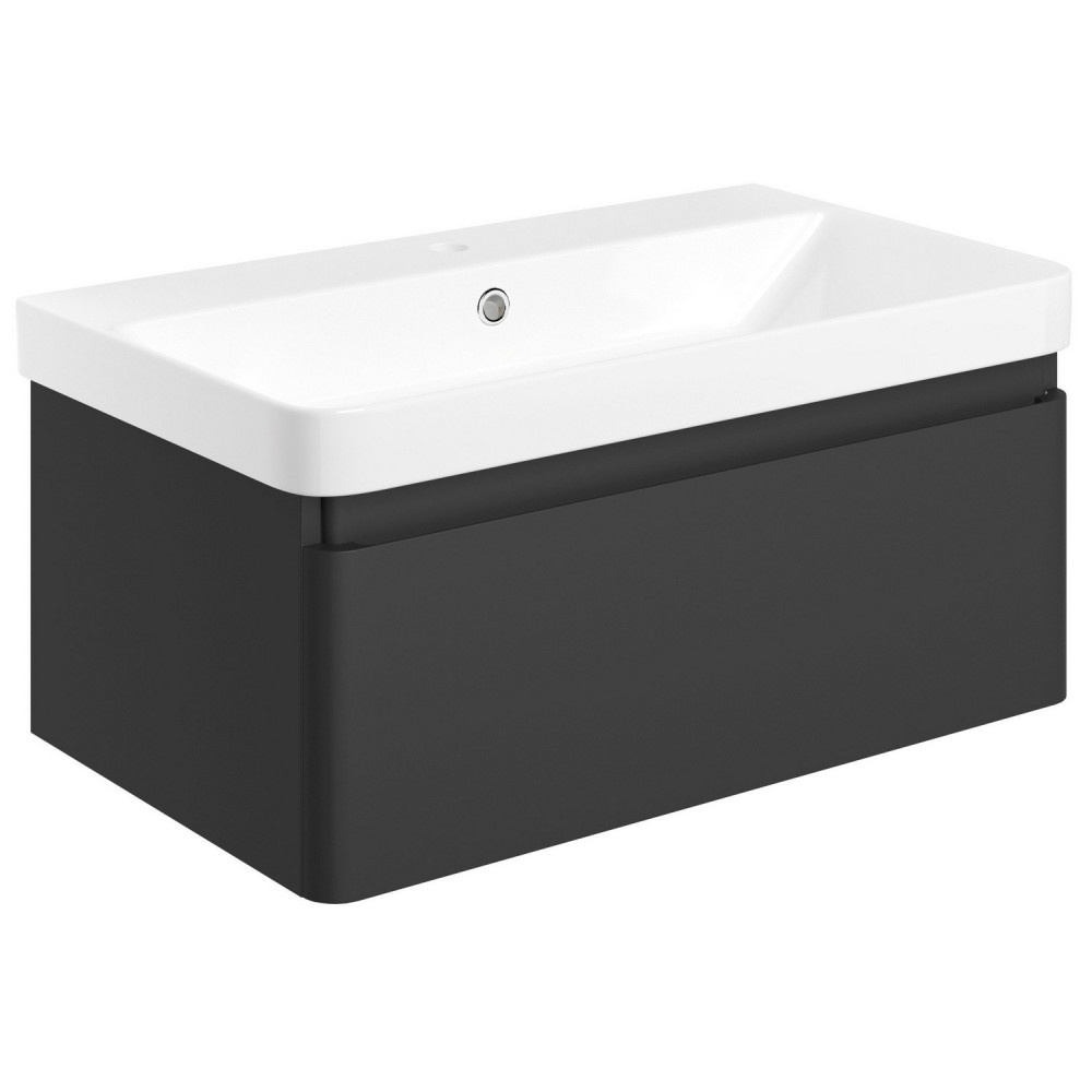 Ajax Caenby 800mm Wall Hung Vanity Unit with Basin in Matt Black
