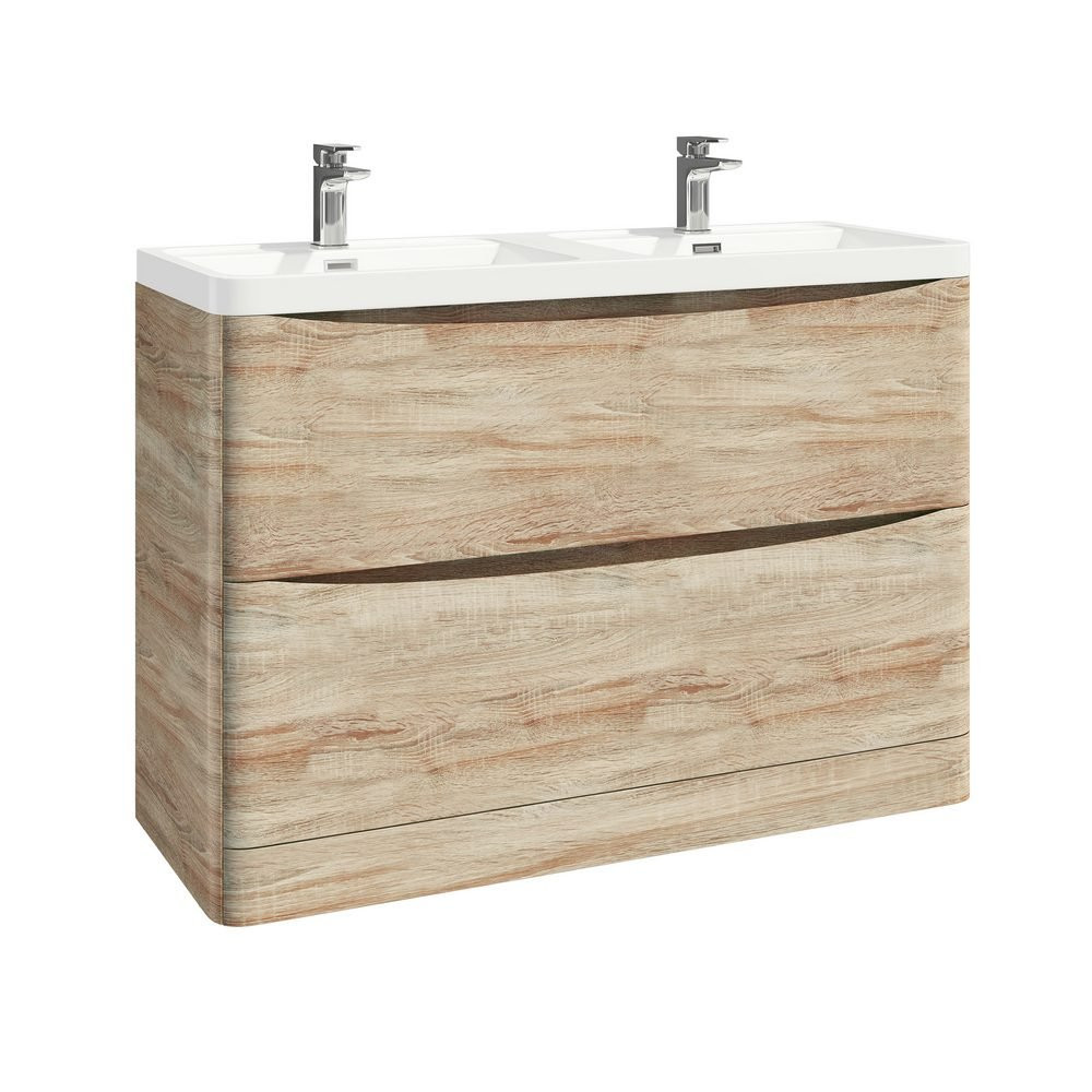 Ajax Contour 1200mm Floor Cabinet in Bardolino Driftwood Oak with Basin