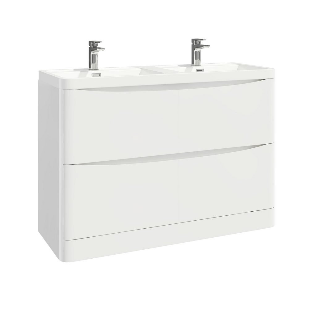 Ajax Contour 1200mm Floor Cabinet in High Gloss White with Basin
