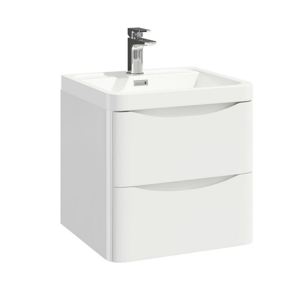 Ajax Contour 500mm Wall Cabinet with Basin High Gloss White