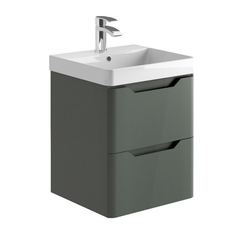 Ajax Curve 500mm Wall Vanity Unit in Anthracite with Basin