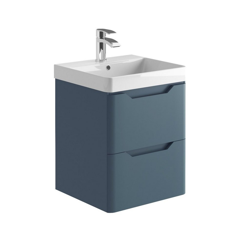 Ajax Curve 500mm Wall Vanity Unit in Blue with Basin