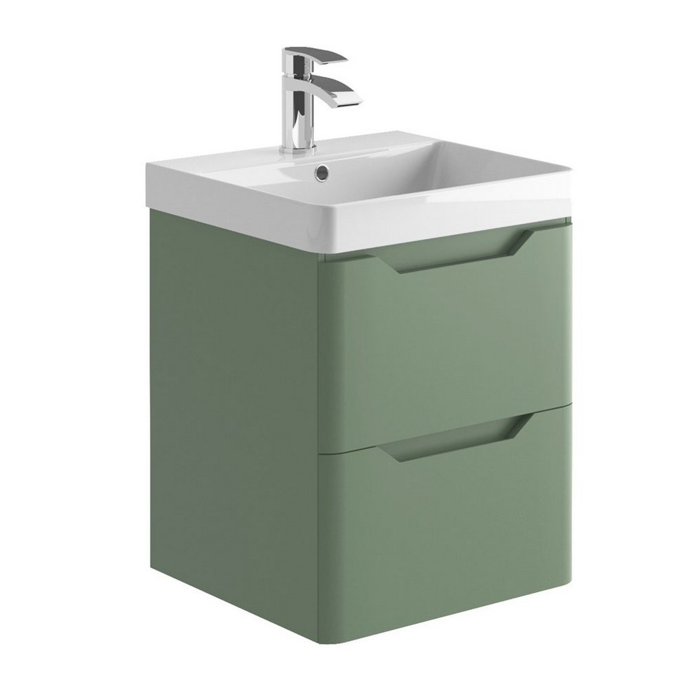 Ajax Curve 500mm Wall Vanity Unit in Green with Basin